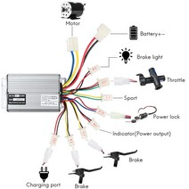 컨트롤러 스로틀 겸용 전동 경량 48V 브러시 컨트롤러 1000W 전기 자전거 스쿠터 모터 스로틀 브레이크 36V, 36V 800W, CHINA