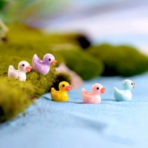 작은 5색 오리 테라리움 화분 DIY 만들기 재료 동물 미니어처 피규어, 4. 분홍