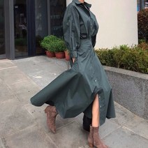 우아한 가을 하체비만 체형커버 롱 바스락 원피스 트임 하객룩