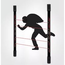 레이져 경보기 게이트 감지기 알람 침입 입구 도난 적외선 방지 대문 열선 출입문, 전원형 4빔 10m + 무선 조명 및 사이렌