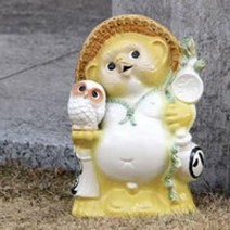 시라 라쿠 야키 13 호 흰 올빼미 가지고 노란 너구리 시라쿠 야키 타누키 에키 기물 너구리 도자기 너구리 타누키 인형 야키 모노 시가라키 야키 구이