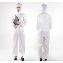 제전복 투피스 반도체 방진복 클린복 크린복 방역복, S-6XL  화이트 10P