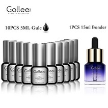 Gollee 속눈썹 익스텐션 접착제 0.5s 건조 페가멘토 페스타냐스 10 개 방수 본더 15ml 용품, [03] 1 Bonder Set 2