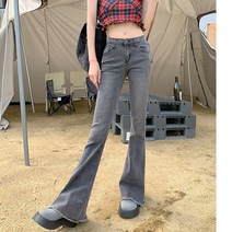 나팔 세미부츠컷 부츠컷 로우라이즈 통청바지 고급 여자밴딩 키작은여자 검은색 핀턱와이드 와이드청바지 여자청바지