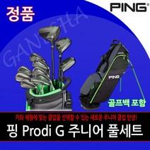 핑 골프 Prodi G 프로디 지 주니어 골프클럽 풀세트 유아 어린이 청소년 주니어 골프채세트+골프백선택, 클럽 10개세트, 52도, 158cm