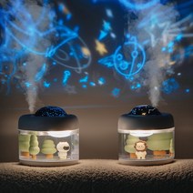 사탄웨이 휴대용 무선 가습기 500ml/무드등/프로젝션 램프, 어린 사자(핑크색)