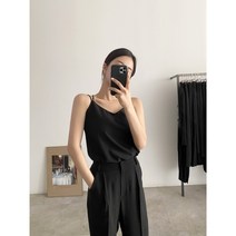 3color 두줄 브이넥 실크 끈나시 이너 슬리브리스 블라우스