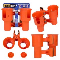 ROBOCUP 컵 홀더 업데이트 버전 음료 거치용 컵 홀더 낚싯대/폴 보트 해변 의자 골프 카트 휠체어 보행기 드럼 스틱 마이크 스탠드용 컵 홀더 블랙&그레이, Standard Spring_Orange, Orange