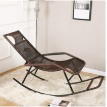 [이지마트]1인용 흔들의자 수유 안락 효도선물 낮잠 원목 등나무 라탄 1인용의자, 브라운+브라운패드+카펫