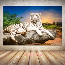 사무실 호랑이 성공 힘 풍경 그림 보석십자수 재료, 90X135센티