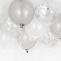 헬륨풍선효과 컨페티벌룬 은박 도트실버 [30개묶음], 단품