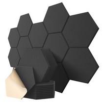 자동 접착 음향 패널 12 팩 12x10x0.4 인치 폼 육각, 01 라이트 그린