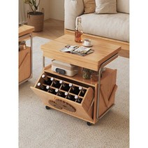 북유럽 통나무 스타일사이드 커피테이블 거실 가정용, 원목색상싱글커피테이블(사각형조리대)