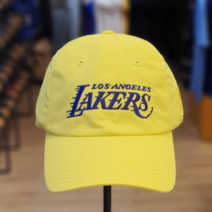 NBA 남여공용 LA 레이커스 자수 포인트 나일론 혼방 가벼운 원단감 옐로우 칼라 볼캡 챙 모자