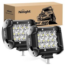 Nilight 2피스 12.7cm(5인치) 96W 투광 LED 조명 바 3600LM 운전 안개등 오프로드 트럭 지프 UTV ATV 해양 보트용, 2Pcs Spot Lights