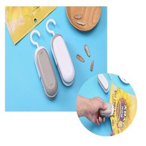 2in1 실링기 가정용 휴대용 핸드 미니 매직 실링기 크림 화이트 에쉬 그레이 비닐 접착기 밀봉기 커터기 포장기 다용도 고리 간편한 보관 AA건전지 사용, 크림화이트, 2in1 실링커팅기 크림화이트