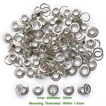 아일렛 펀치 가죽 공예 가방에 대 한 금속 구멍 그로멧 라운드 반지 신발 도구 의류, 실버-10mm-100sets