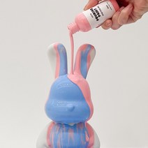 빌랑 푸어링 아트 래빗 미술 DIY 키트 - 커플취미 집콕놀이 취미 토끼 물감 만들기 키트 플루이드, #SKB 하늘 살구 검정
