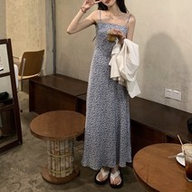잔꽃무늬 플라워 끈나시 원피스 청순 휴양지 시원한 롱