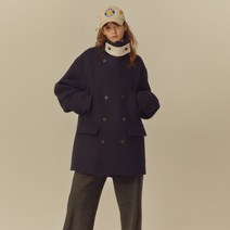[NOHANT] OVERSIZED DOUBLE HALF COAT NAVY