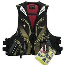 일본 시마노 shimano 가마가츠 Gamakatsu 구명 조끼 스타일 멀티 포켓 대형 부력 바다 낚시, 블랙골드