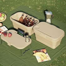 밀스턴 일체형 접이식 캠핑 테이블 + 박스 세트, 베이지