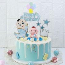 아크릴 한 케이크 토퍼 1 생일 파티 컵케익 Toppers 플래그 웨딩 베이비 샤워 용품 사랑스러운 베이킹 디저트 장식, 1set Boy