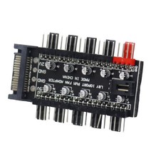 PWM 팬 허브 1 ~ 10 Sata 몰 렉스 쿨러 냉각 4 핀 스플리터 케이블 광부 채광 용 led가있는 12V 속도 컨트롤러 어댑터