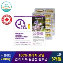 캐나다 감마리놀렌산 보라지오일1000mg x 90캡슐 3개월 borage oil 보라지종자유 보라지꽃 식약처인증 240mg GLA 중년여성 여자 우먼 갱년기 생리 피부 영양제