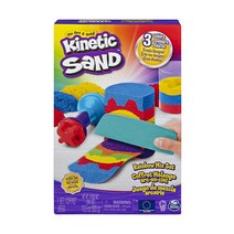 키네틱샌드 Kinetic Sand 슬라이스 앤 서프라이즈 세트 13.5온스의 블랙 핑크 블루 플레이 샌드와 7가지 도구 3세 이상 가성비 추천 미국직구, Rainbow Mix Set