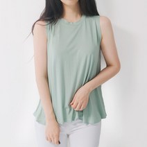 [스타일비비] 예쁘게 퍼지는 하늘 무지 민소매 나시 티 티셔츠 여성 여자