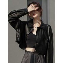 YAPOGI(특허브랜드) 여성용 짧은 가죽 재킷 톰보이 코트