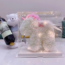 1주년선물 커플 곰 선물 브라이덜샤워 크리스마스 100일 기념일, 선물세트등X귀요미엔젤화이트조립된순풍패키지