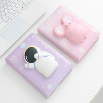 [득템상회] 말랑말랑 노트 캐릭터노트 다이어리 수첩 스퀴시노트 사철제본 디자인속지 메모장, 상세 설명 참조, 종류:우주인 3번