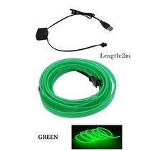 아크릴엠비언트 레이실내등자동차 인테리어 LED 장식 램프 EL 배선 네온 스트립 유연한 주변 조명 USB 파, 03 green