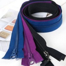 잠바지퍼 2개/나일론/코일 오픈지퍼 55cm 70cm/파랑 보라 블랙, 곤색