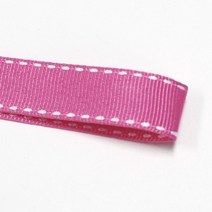 카네이션리본 선물포장리본 꽃포장리본 골지 스티치 리본 (폭 5mm 길이90m)(폭 10mm/15mm 길이 45m), 21(핫핑크+화이트스티치), 15mm