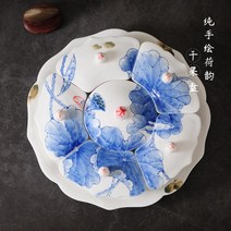 마른안주접시 수제 블루마숑 세라믹 접시 플레이팅 다과, 1개, 네덜란드 운율 접시 +박스포장