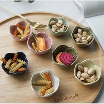 꽃잎 모양 소스볼 다용도 종지 1p 플레이팅접시 식기, 색상/색상 사쿠라 삼각꽃/연그린