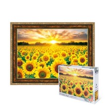 퍼즐피플 해바라기 노을빛 1000피스 풍경 직소퍼즐, 액자포함(엔틱골드), 1000p