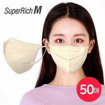 슈퍼리치 새부리형 일회용 마스크 아이보리 (50매) 컬러마스크 덴탈마스크 대형 고급, 50개입, 1개