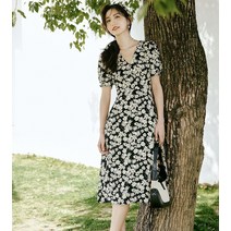 플라워 브이넥 쉬폰 스커트 세트 에그ES 2023