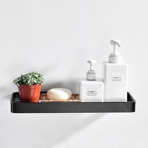 21세기트랜드 화장실리모델링 욕실선반 모음, 1개, 가-03 스퀘어 유리 무타공 소품선반 45cm 블랙