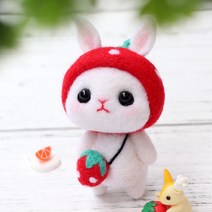 올마이DIY 양모펠트 니들펠트 양모공예 패키지 세트 울 인형만들기 60종 모음, NO_51.딸기 토끼