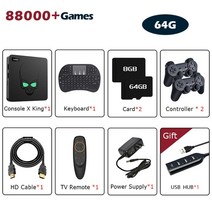 beelink 슈퍼 콘솔 x 킹 레트로 비디오 게임 콘솔 wifi 6 tv box for pspps1ssn64 android 9 amlogic s922x with 64000 게임, 협력사, 64g-게임패드-키보드, EU 플러그