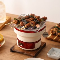 꾸버스 야끼니꾸 미니화로 바베큐그릴 일본식 1인화로 + 석쇠 + 받침대 세트, 라임골드