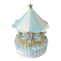 셀프 구디백 바스켓 생일 답례품 포장 케이스 회전목마, 8조각, 하늘색