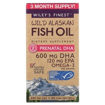 Wiley s Finest 와일드 알래스카 피쉬 오일 산전 DHA 600mg 60 소프트젤, 180 개