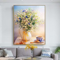 안묵 들꽃화병 보석십자수 집들이 선물 도안 비즈 공예 diy 키트 트레이 펜 고체풀 도구 세트, 04.70X80