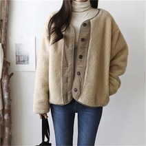 옷자락 여성 겨울 4컬러 오버핏 누빔 코듀로이 덤블 양털 자켓